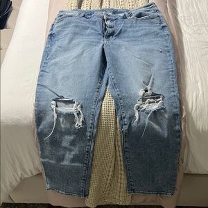 Old Navy Light Blue Distressed Straight Leg Jeans